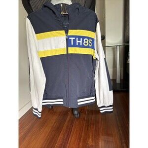 Tommy Hilfiger TH85 Colorblock Hooded Jacket Size Small Petite Blue White NWOT
